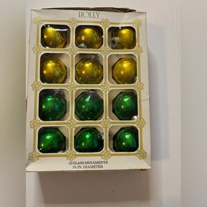 Vintage Holly Brand Glass Ornaments